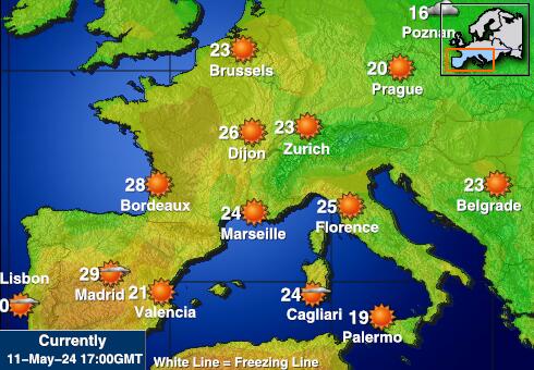 Espanja Sää lämpötila kartta 