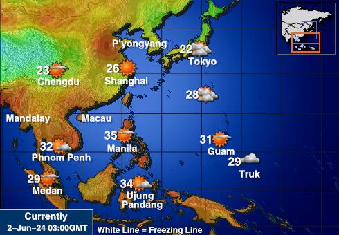 جزر سبراتلي خريطة درجة حرارة الطقس 