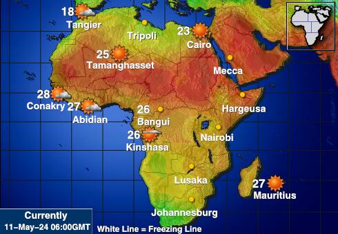 Sudan Vremenska prognoza, Temperatura, karta 