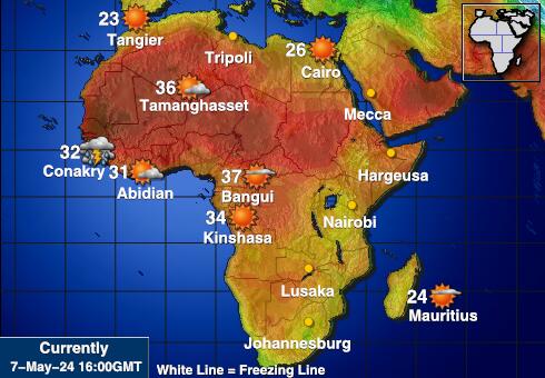 Súdán Mapa počasí teplota 