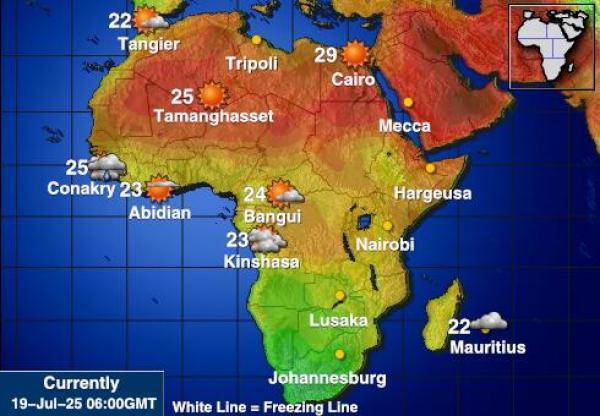 Sudan Vremenska prognoza, Temperatura, karta