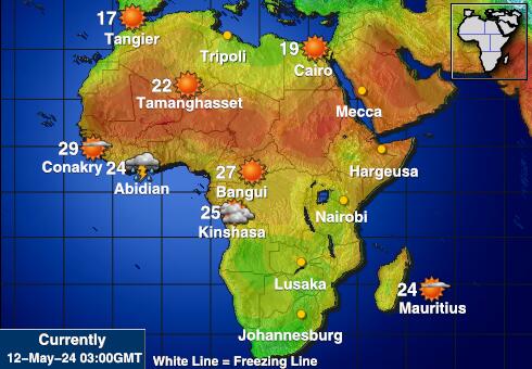 Soudan Carte des températures de Météo 