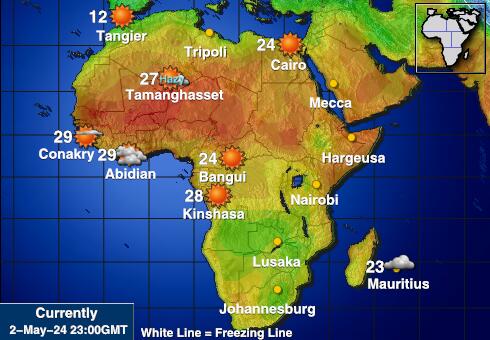 Sudan Vremenska prognoza, Temperatura, karta 