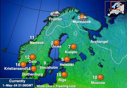 Svalbard Vremenska prognoza, Temperatura, karta 