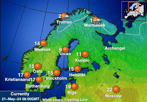 Svalbard Temperatura Mapa pogody 