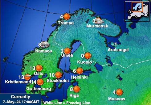 Svalbard Mapa počasí teplota 