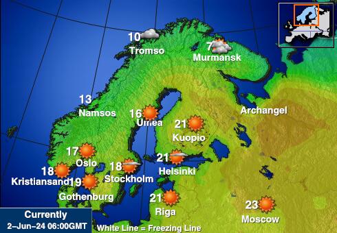 Svalbard Mapa teplôt počasia 