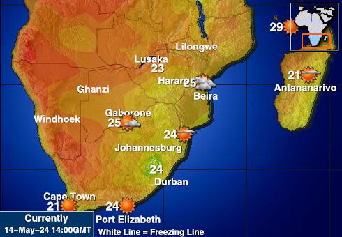Swaziland Wetter Temperaturkarte 