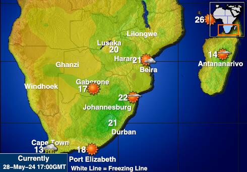 Swaziland Bản đồ nhiệt độ thời tiết 