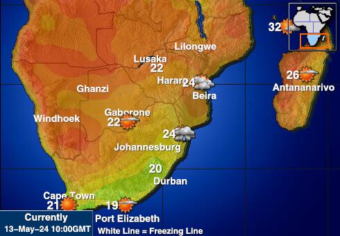 Swazimaa Sää lämpötila kartta 