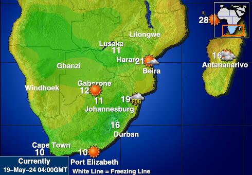 Swaziland Mapa temperatura Tempo 