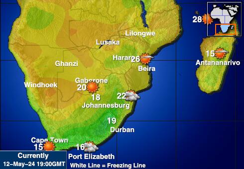 Swaziland Carte des températures de Météo 