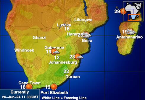 Swaziland Harta temperaturii vremii 