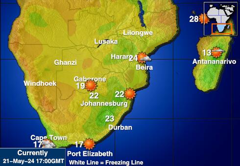 Swaziland Carte des températures de Météo 