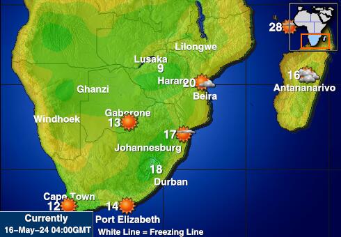 Свазиленд Временска прогноза, Температура, Карта 