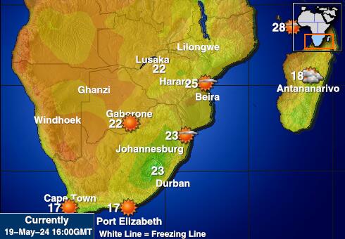Swaziland Harta temperaturii vremii 