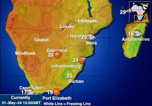 Swaziland Weer temperatuur kaart 