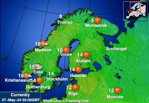 Zweden Weer temperatuur kaart 