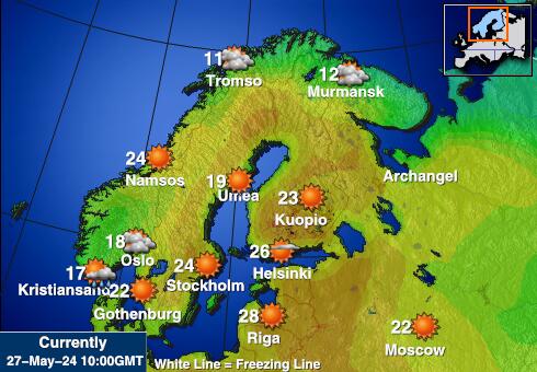 スウェーデン 天気温度マップ 