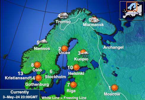 สวีเดน แผนที่อุณหภูมิสภาพอากาศ 