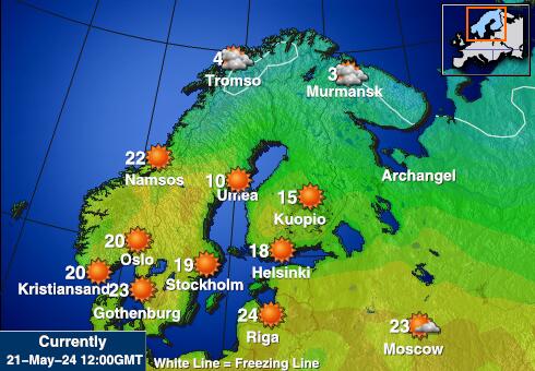 Sweden Peta suhu cuaca 