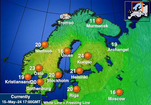 Svédország Időjárás hőmérséklet térképen 