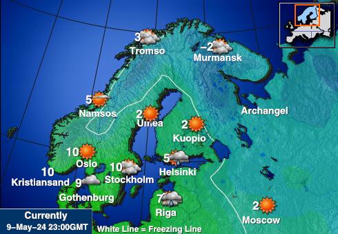 Suecia Mapa de temperatura Tiempo 