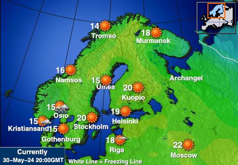 Švédsko Mapa počasí teplota 