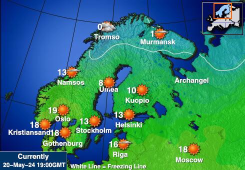 Švedska Vremenska prognoza, Temperatura, karta 