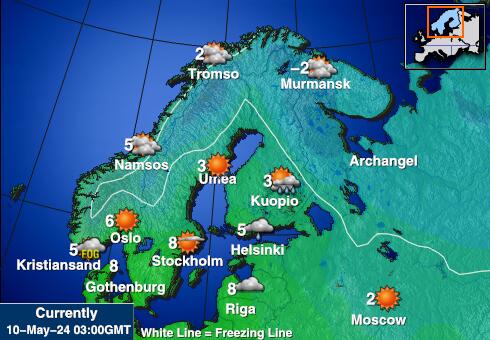 Thụy Điển Bản đồ nhiệt độ thời tiết 