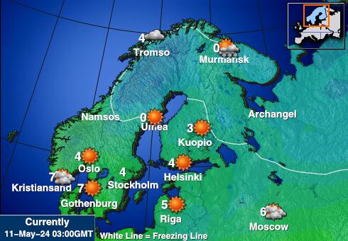 Sweden Mapa temperatura Tempo 