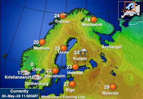 Švédsko Mapa teplôt počasia 