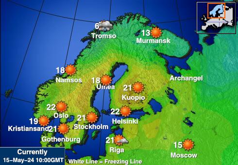 Швеція Карта температури погоди 