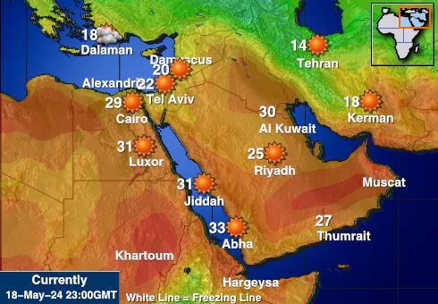 Sirija Vremenska prognoza, Temperatura, karta 