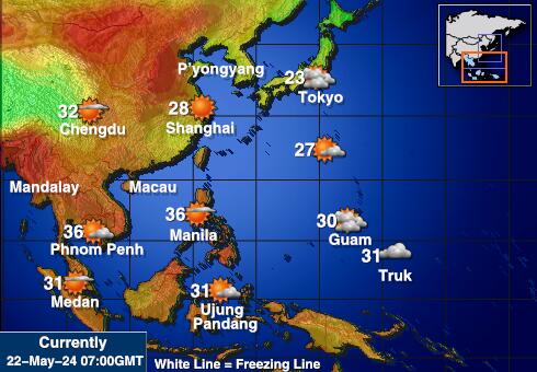 Taïwan Carte des températures de Météo 