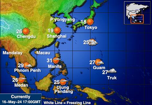 Tajwan Temperatura Mapa pogody 