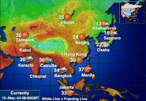 Tádzsikisztán Időjárás hőmérséklet térképen 