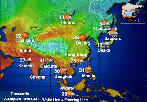 Таджикистан Температурна карта за времето 