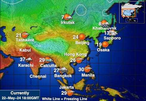Τατζικιστάν Θερμοκρασία Καιρός χάρτη 