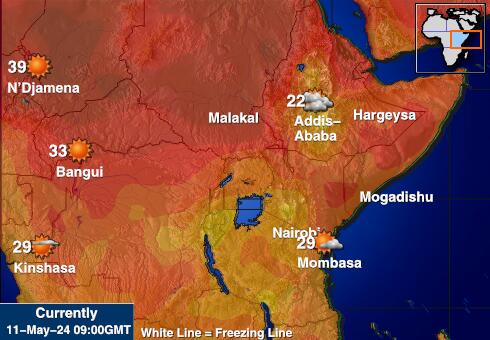 Tanzania Bản đồ nhiệt độ thời tiết 