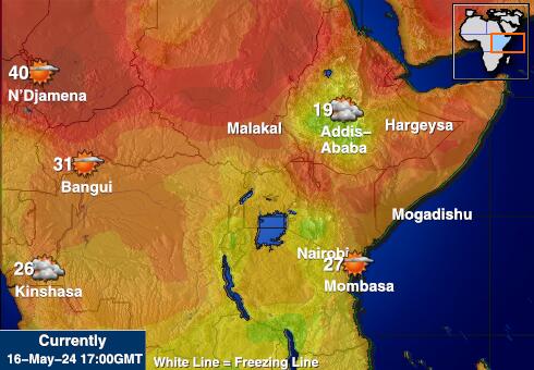 Tanzániában Időjárás hőmérséklet térképen 