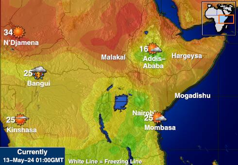 Tanzania Weer temperatuur kaart 