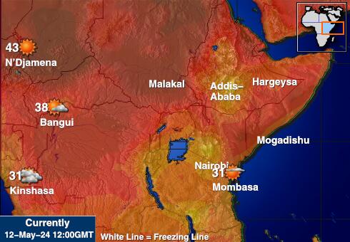 Tanzanija Vremenska prognoza, Temperatura, karta 