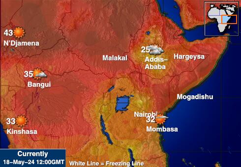 Танзания Карта погоды Температура 