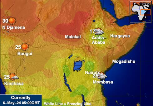 Tanzania Mapa de temperatura Tiempo 
