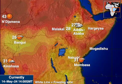 Tansania Wetter Temperaturkarte 