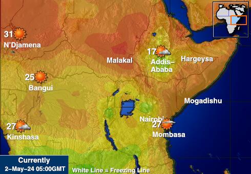 Tanzánia Mapa teplôt počasia 
