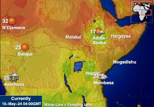 Tanzania Temperatura Mapa pogody 