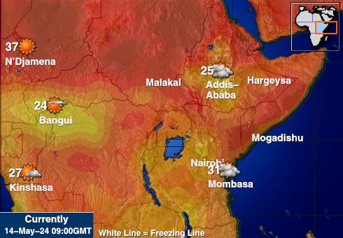 Танзанија Временска прогноза, Температура, Карта 