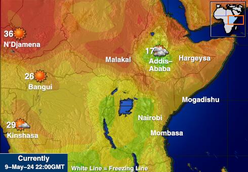 Танзания Температурна карта за времето 